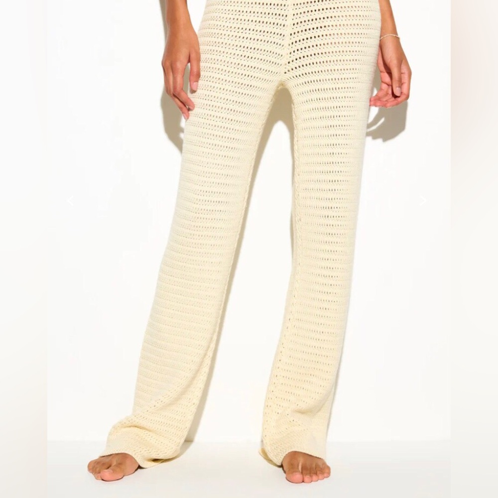 Spiritual Gangster Camilla Cream Crochet Wide Leg Pants